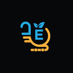 E Leaf Logo Design Vector illustration template