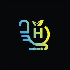 H Leaf Logo Design Vector illustration template