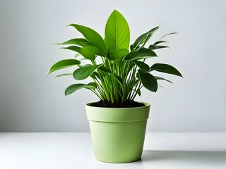 Obraz premium Green eco-friendly house plant in a biodegradable pot, isolated on a white background.