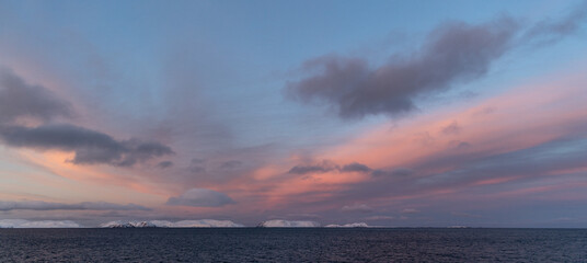 sunset in the mountains in red and blue colors