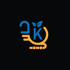 K Leaf Logo Design Vector illustration template