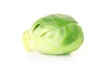 Fresh green Brussels sprout isolated on white