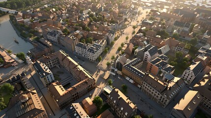 Obraz premium Detailed urban development historical sites balancing preservation with modern infrastructure improvements