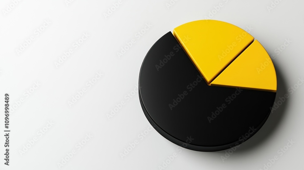 Fototapete a stylized pie chart with black and yellow segments, representing data visualization.