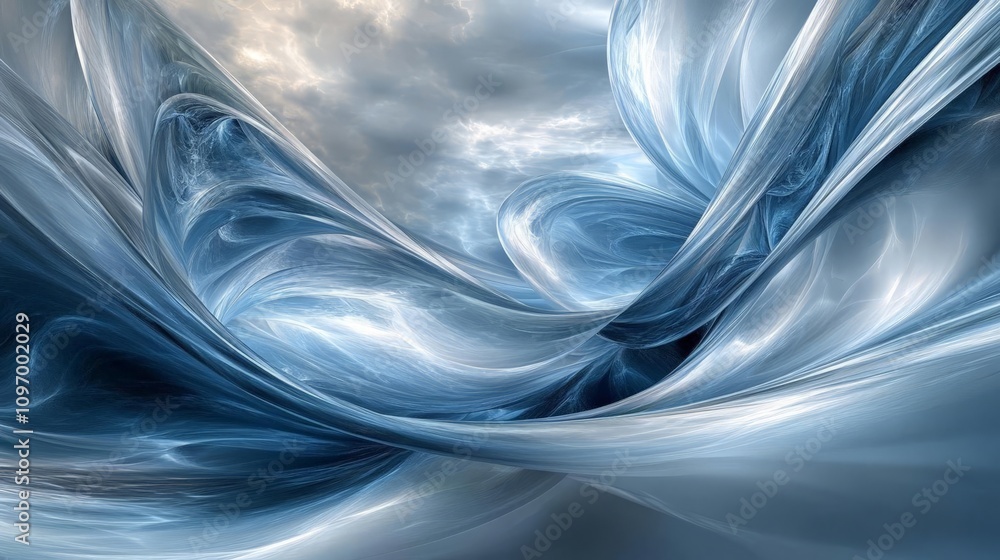 Poster a mesmerizing abstract representation of flowing blue patterns, evoking feelings of calmness and tra