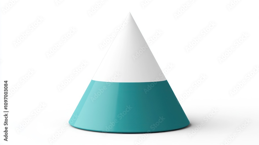 Aufkleber A 3D geometric representation of a cone with a two-tone color scheme.