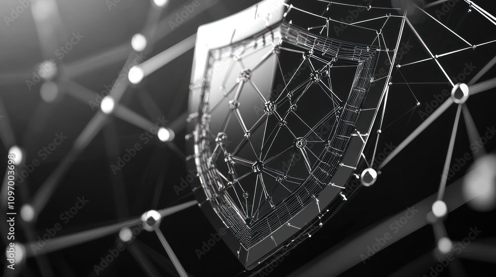 Aufkleber A digital shield symbolizing cybersecurity and protection in a networked environment.