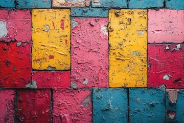 Naklejka premium colorful graffiti murals cover an urban wall, showcasing a vibrant mix of styles and messages, with a sense of rebellious artistic expression that brings life and character to the city setting