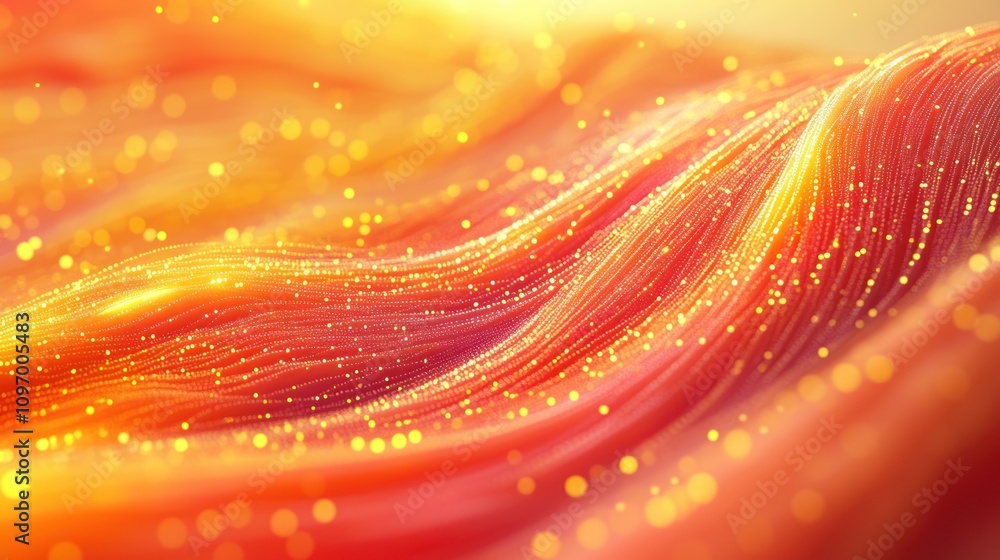 Poster Abstract waves of vibrant colors with sparkling elements create a dynamic visual effect.