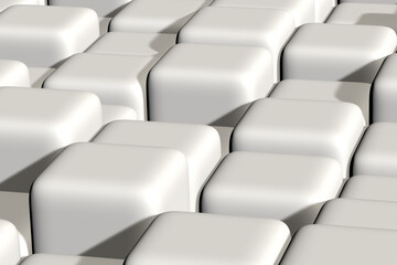 Naklejka premium Hand drawn 3D abstract illustration of white cubes with rounded edges and corners