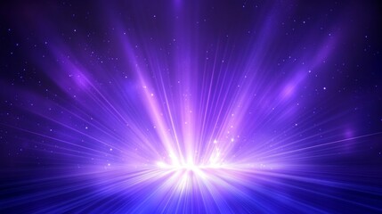 Naklejka premium Abstract purple light rays burst from center, glowing bright.