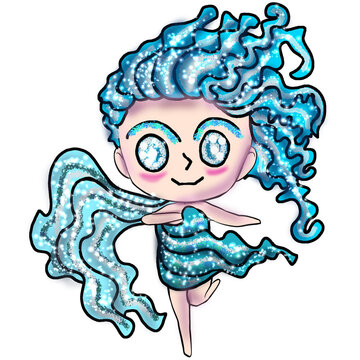 Fairy Fantasy Chibi Cute Series Nature - Blue Pure Water