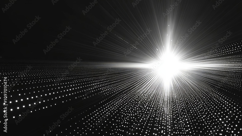 Poster a striking visual representation of light rays emanating from a central point, creating a dynamic an