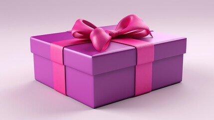 Obraz premium Magenta-Colored Gift Box Isolated on Plain Background 