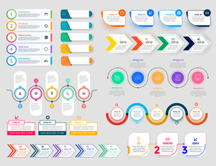 Data Roadmap Infographic Illustration Template Set Colorful Shapes Information