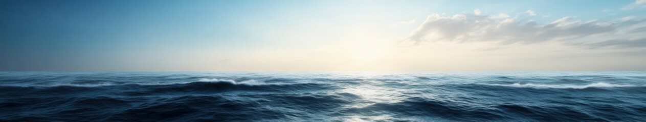 Obraz premium Vast ocean waves under a serene sky at dawn in a tranquil seascape