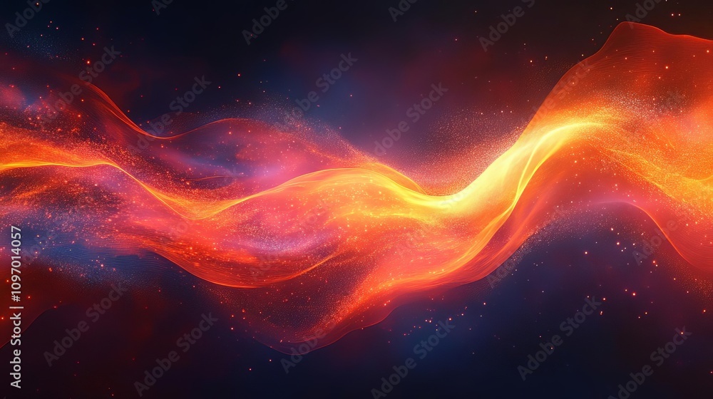 Poster a stunning abstract representation of vibrant energy flowing through space, showcasing dynamic waves