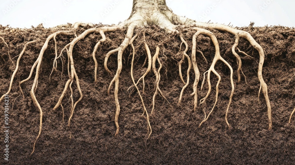 Poster a close up of a tree root system
