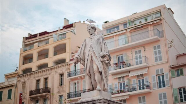 The Statue of Lord Brougham memorial in daylight, Cannes, France