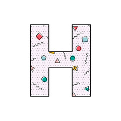 Letter H Memphis Pattern Geometric