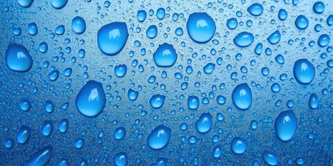 Blue Water Droplets On A Smooth Surface