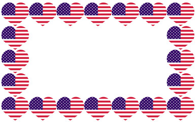 Fototapeta premium USA hearts as a frame on a transparent background