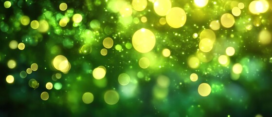 Fototapeta premium Abstract Green And Yellow Bokeh Lights Background
