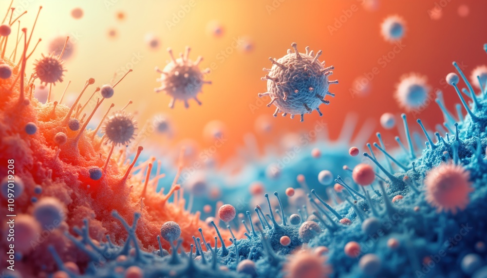 Aufkleber microscopic bacterial cells vivid colors. abstract round shapes pattern. colorful bubble texture. mi