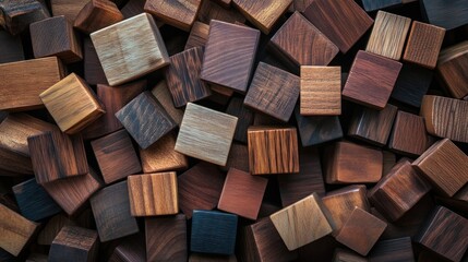 A Collection Of Various Sized Wooden Cubes
