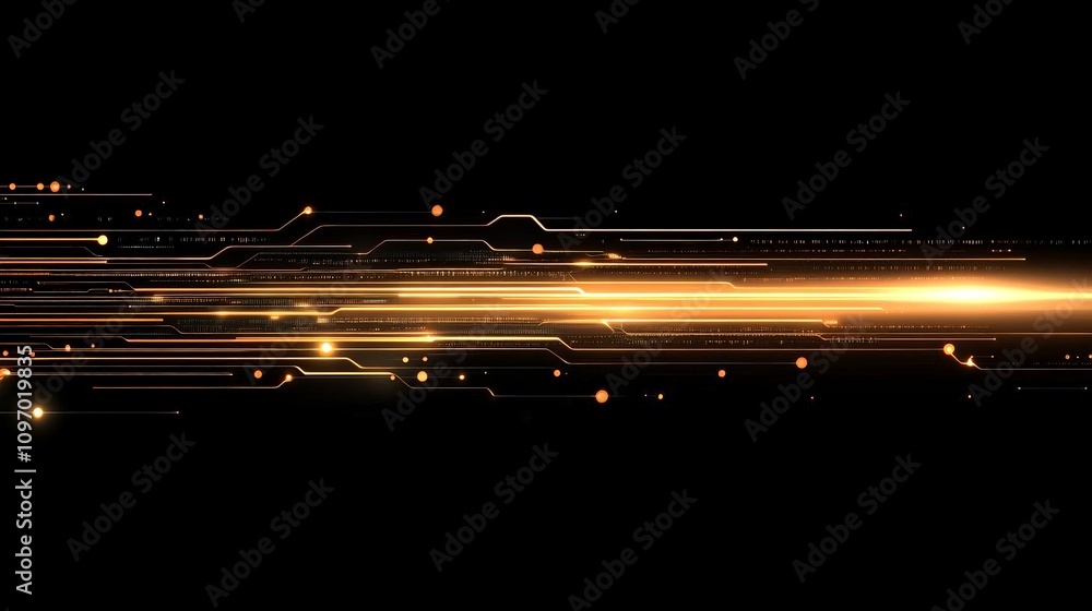 Poster a stunning visual of glowing lines and particles symbolizing speed and innovation in technology. per