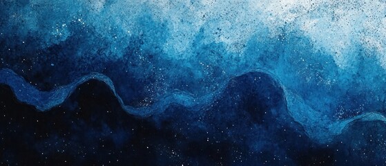 Abstract Blue Watercolor Galaxy Cosmic Art