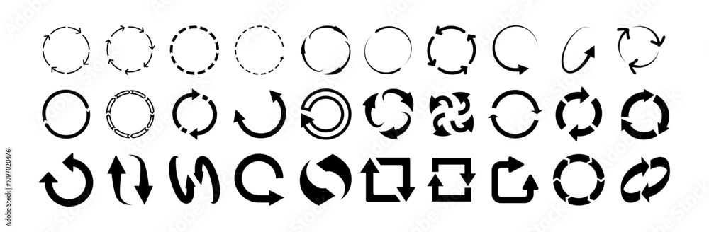 Poster circle arrow. circular arrows, refresh and reload spinning icons, rotating symbols. rotate arrow and