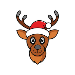 reindeer with santa hat isolated