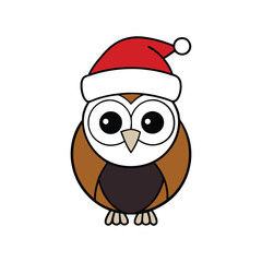 Owls Christmas Silhouette with Santa Hat - Festive Vector Design