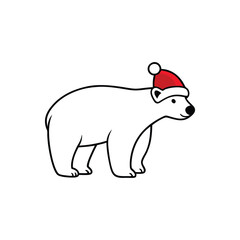 Bears Christmas with Santa Hat Silhouette Design