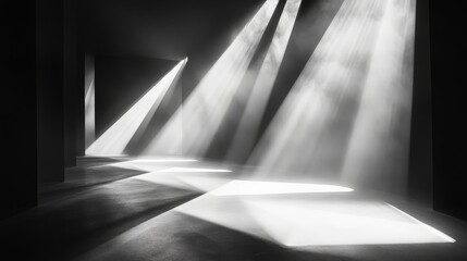 Light Beams Illuminate Dark Modern Architecture