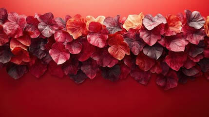 Obraz premium Vibrant Red Leaves Complimenting a Bold Background