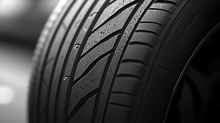 Detailed Close Up Of A Black Tire Tread