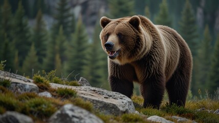 Fototapeta premium brown bear in the forest
