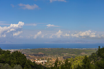 Beautiful landscape on the island of Rhodes in the area of ​​the Kalopetra Monastery