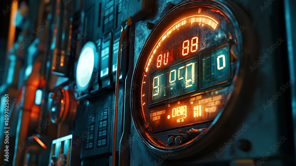 Poster Futuristic Digital Dashboard Displaying Vehicle Speed