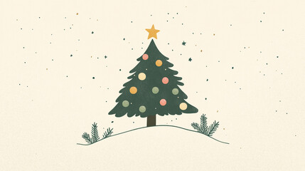 Festive Minimalist Christmas Tree Illustration  Winter Holiday Design