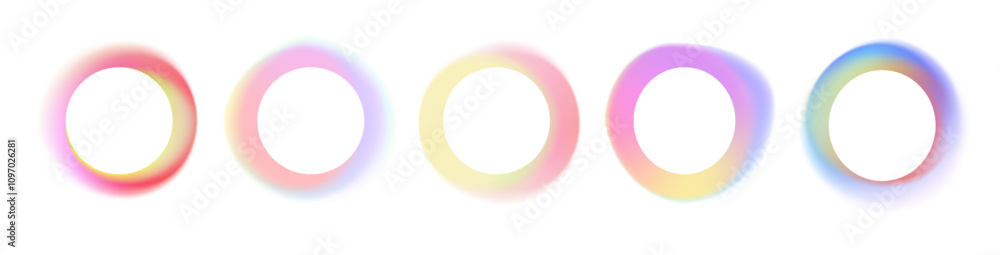 Poster gradient circle frame. abstract fluid color round banners with text space. glowing neon iridescent c