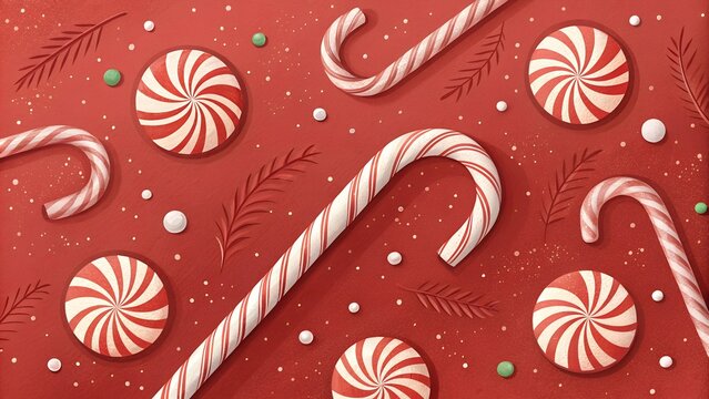  Festive candy canes and peppermint pattern for a joyful Christmas background