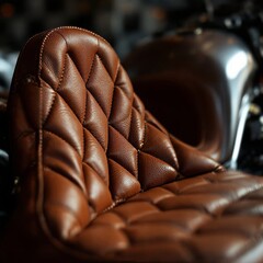 Obraz premium Brown motorcycle seat, classic style.