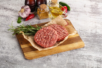 Raw burger cutlet for grill