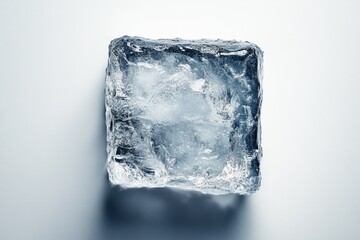 Single Ice Cube On A White Background