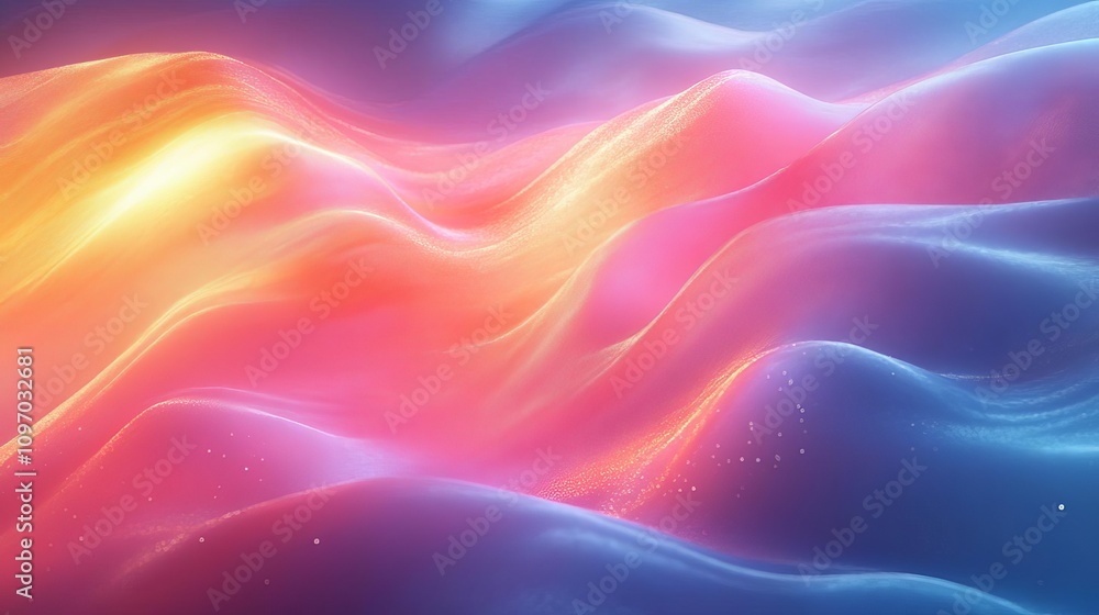 Poster a vibrant and dynamic abstract background featuring soft waves of color blending seamlessly, evoking