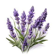 Lavender Plant Isolated Against a Plain Background
