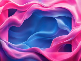 Obraz premium A vibrant abstract design with flowing pink and blue fabric-like textures.